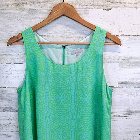 Ellie Kai Womens 100% Silk Sleeveless Tank Blouse Sz 6 Kelly Green Abstract Chic - Picture 8 of 12